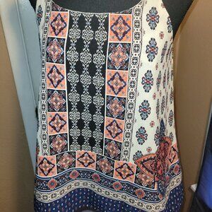 E&M Tribal Pattern Strap Shoulder Top